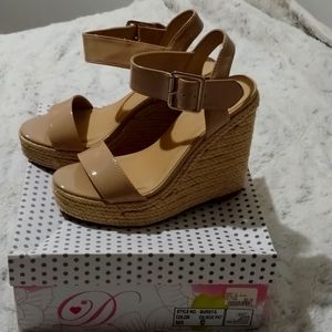 Beige wedge sandals